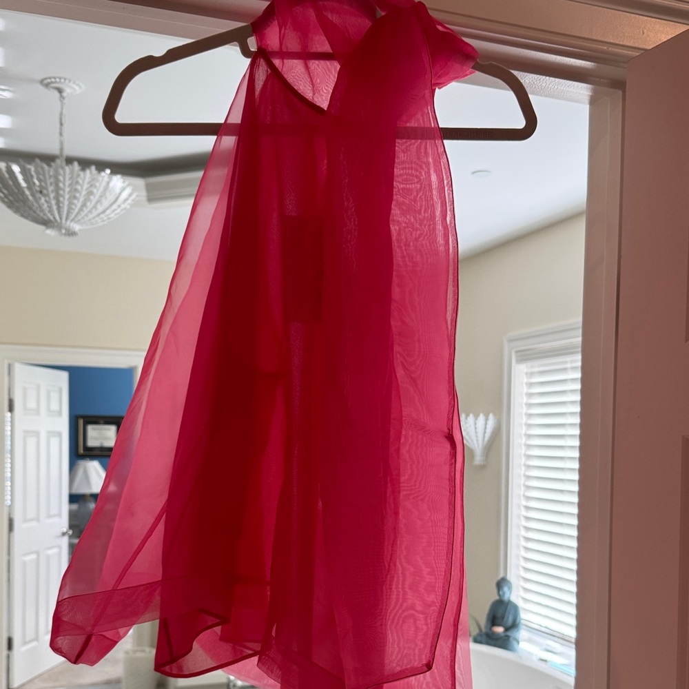 Zara Hot Pink Sheer Chiffon Sleeveless Blouse